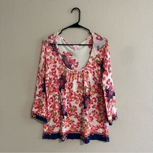 Lilly Pulitzer Cotton Knit Scoop Neck Blouse